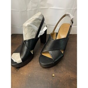 Naturalizer Women Nylah Platform Block Heeled Non Slip Sandals Black Sz 9.5 NWOB